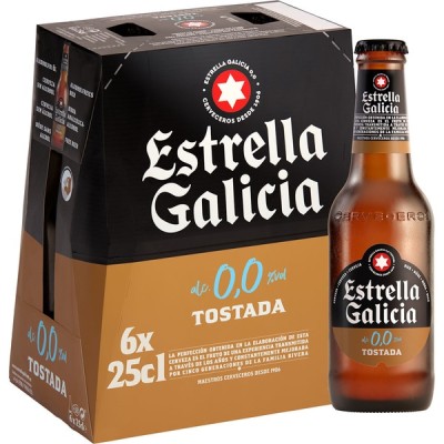 Estrella Galicia 0,0 Tostada Pack 6Bt 25CL
