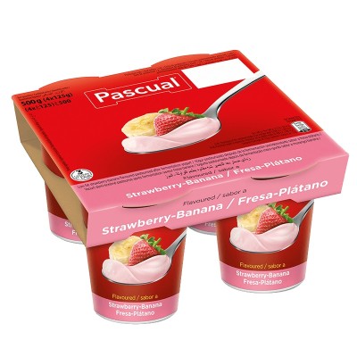 Pascual Yogur Sabor Fresa y Plátano 4Ux125G