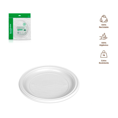 Maxi Plato Plástico Reutilizables 25CM 5U