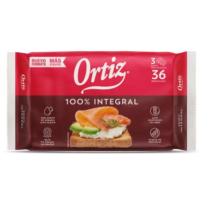 Pan Tostado 100% Integral de Trigo Ortiz 320G