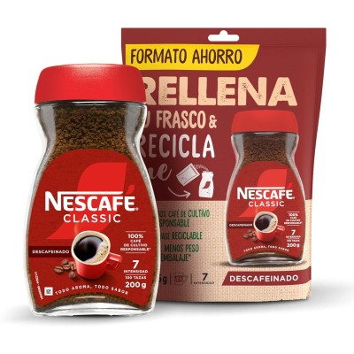 Nescafé Soluble Descafeinado Bote 200G + Recarga