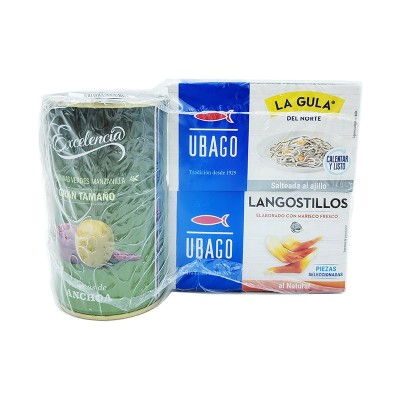 Ubago Aperitivo Tripack (Aceitunas, Langostillos y Gulas)